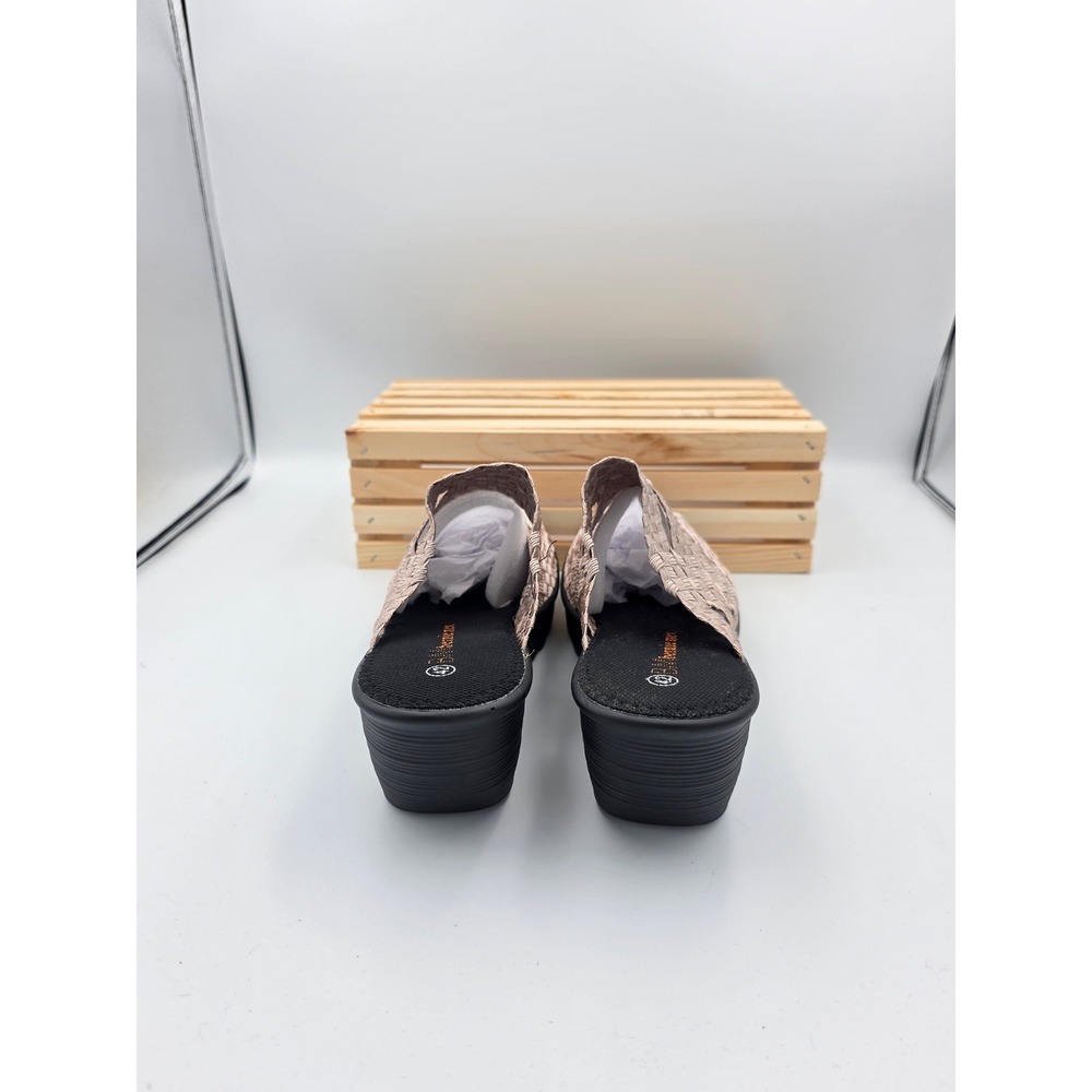 Bernie Mev Wedge Sandals Womens 42 11 Rose Gold Woven Elastic Platform Slides - Picture 9 of 12